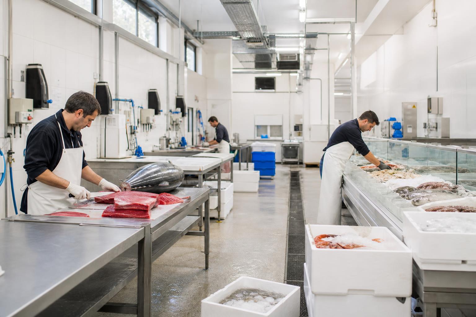 La Criée — Intérieur du laboratoire de découpe et chambre froide